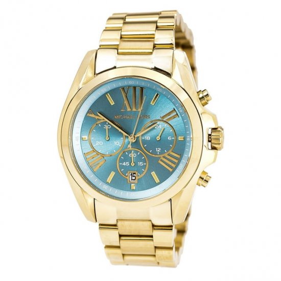 Michael Kors Women\'s MK5975 Bradshaw Turquoise Dial Yellow Gold Steel Chronograph Watch