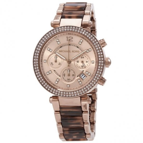 Michael Kors Parker Chronograph Quartz Crystal Rose Dial Ladies Watch MK6832