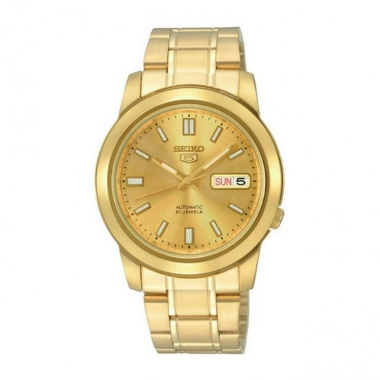 Seiko Men\'s Series 5 Automatic Gold Dial Watch SNKK20