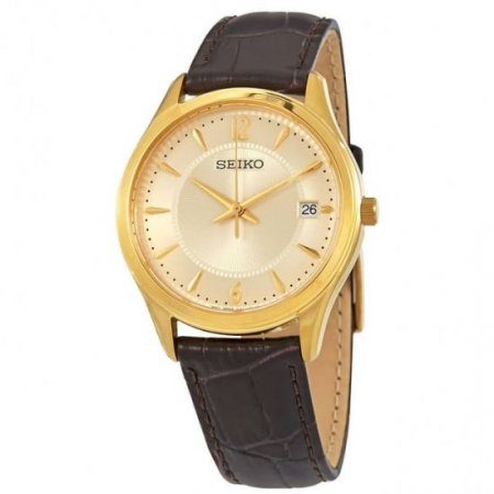 Seiko Sapphire Quartz Champagne Dial Men's Watch SUR472P1