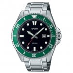 Casio MDV107D-3A Men's Divers 200M WR Green Bezel Stainless Steel Watch