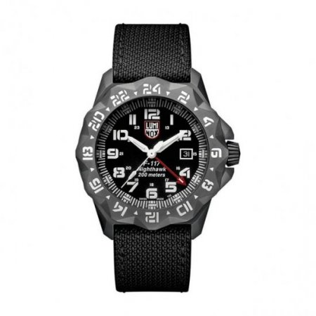 Luminox F-117 Nighthawk Pilot GMT 44mm Steel Black Dial Quartz Men Watch XA.6421