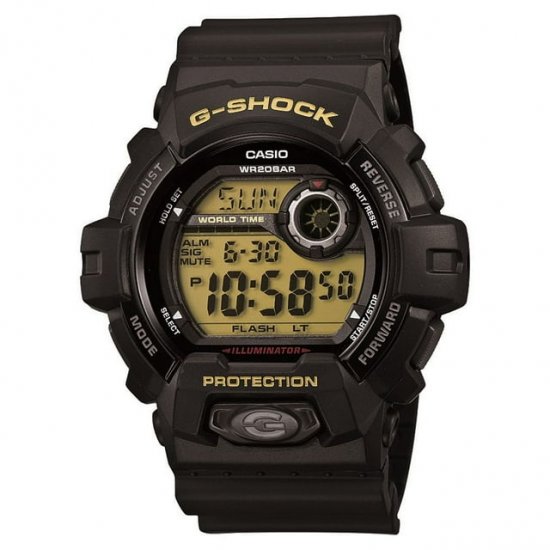 Casio Adult Men\'s G8900A-1CR G-Shock Black and Blue Resin, Plastic Digital Sport Watch. New front button design with aluminum bezel. Function-wise, this watch somes with Super Illuminator LED Light