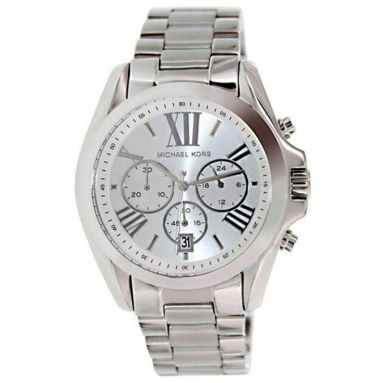 Michael Kors Women\'s MK5535 Bradshaw Silver Tone Dial Stainless Steel Bracelet Chronograph Watch