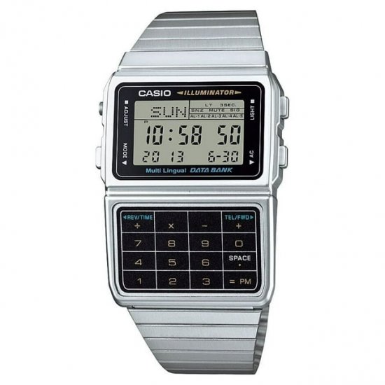 Casio Men\'s Stainless Steel Vintage Calculator Watch DBC611-1VT