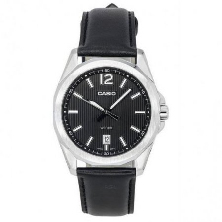 Casio Standard Analog Leather Strap Black Dial Quartz MTP-E725L-1A Men's Watch