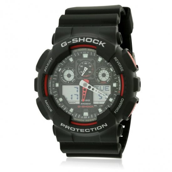 Casio GA100-1A4 Male Black Plastic 51MM Quartz Analog Chronograph Alarm Watch