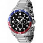 Invicta Pro Diver Chronograph GMT Quartz Black Dial Pepsi Bezel Men's Watch 46053