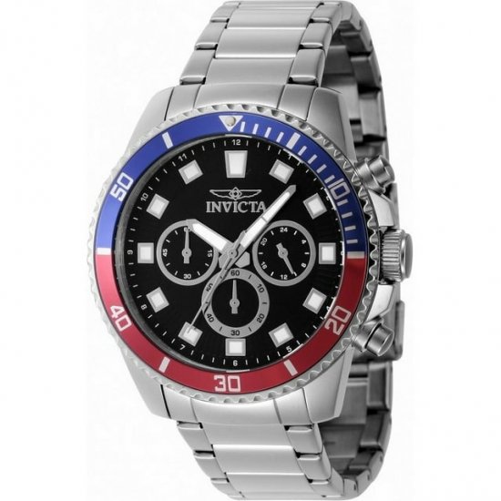 Invicta Pro Diver Chronograph GMT Quartz Black Dial Pepsi Bezel Men\'s Watch 46053