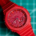 Casio G-Shock Alarm World Time Quartz Analog-Digital Red Dial Men's Watch GA2100-4A