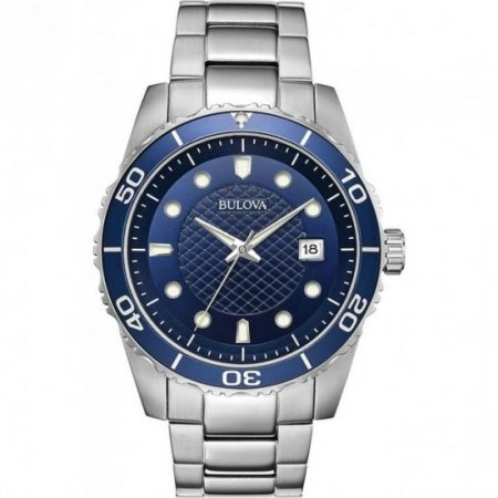 Bulova Men's Stainless Steel Sport Watch with Blue Dial - 98A194