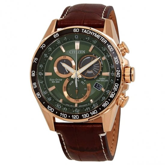 Citizen PCAT World Time Chronograph Green Dial Men\'s Watch CB5919-00X