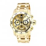 Invicta Men's 0074 Pro Diver Scuba Champagne Dial Gold Steel Bracelet Dive Watch