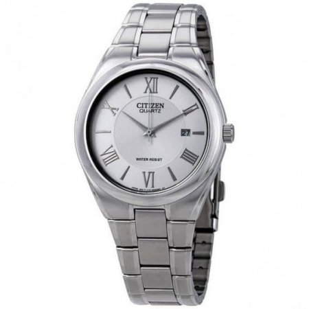 Citizen Men's BI0950-51A Silver Steel Bracelet With Silver Analog Dial Watch NWT