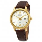 Seiko Men's SUR658 Gold Calf Skin Japanese Quartz Dress Watch