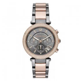 Michael Kors MK6440 Parker Gunmetal Rose Gold Glitz WOMEN