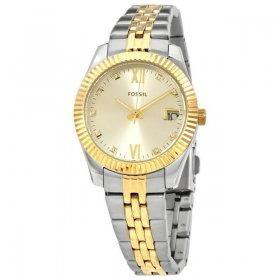 Fossil Scarlette Mini Quartz Crystal Gold Dial Ladies Watch ES4949