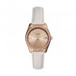 Fossil Ladies' Scarlette Mini Three-Hand Date Mineral Gray Leather Watch (ES4556)