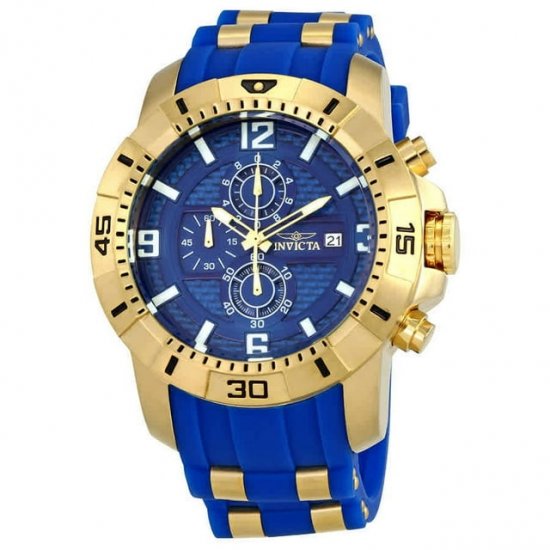 Invicta Pro Diver Chronograph Blue Glass Fiber Dial Men\'s Watch 24966