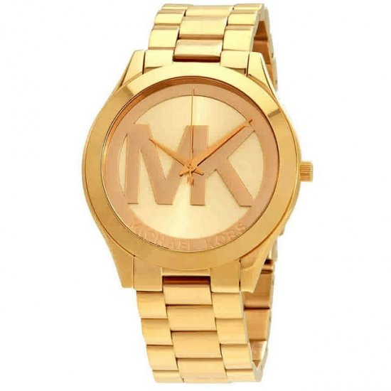 Michael Kors Women\'s Slim Runway Gold Dial Watch MK3739