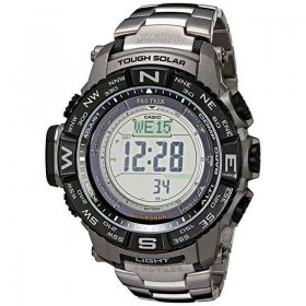 Casio Men's PRO TREK Atomic Solar Triple Sensor Watch, Titanium Band