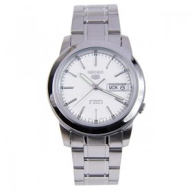 Seiko 5 SNKE49 Men's Stainless Steel White Dial Day Date Automatic Watch