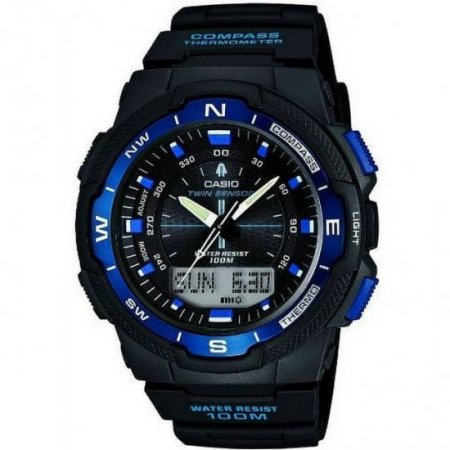 SGW500H-2BV Black Resin Analog Digital Twin Sensor Multi-Function Watch