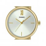 Casio Analog Gold Tone Stainless Steel White Dial Quartz LTP-2024VMG-7C Women's Watch With Bangle Set