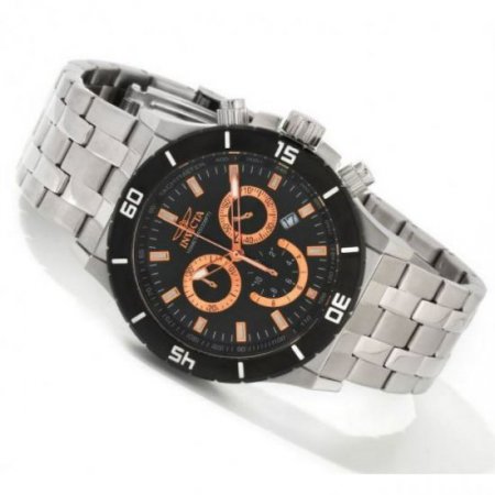 Black Dial Stainless Steel Chronograph Mens Watch 0389