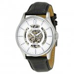 Invicta 22594 Men's Objet D Art White and Silver Skeleton Dial Black Leather Strap Automatic Watch