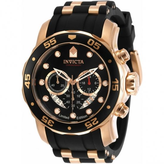 Invicta 30825 Men\'s Pro Diver Black Dial Chronograph Strap Watch