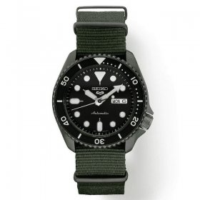 Seiko Men's Automatic 5 Sports Green Nylon Strap Watch 42.5mm