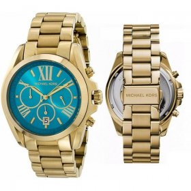 Michael Kors Women's MK5975 Bradshaw Turquoise Dial Yellow Gold Steel Chronograph Watch