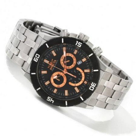 Black Dial Stainless Steel Chronograph Mens Watch 0389