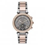 Michael Kors MK6440 Parker Gunmetal Rose Gold Glitz WOMEN