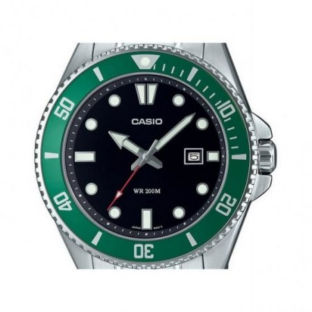 Casio MDV107D-3A Men's Divers 200M WR Green Bezel Stainless Steel Watch