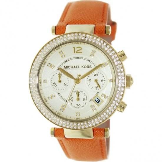 Michael Kors Women\'s Parker MK2279 Orange Leather Quartz Fashion Watch