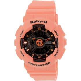 Women's Baby-G BA111-4A2 Coral Rubber Japanese Quartz Sport Watch