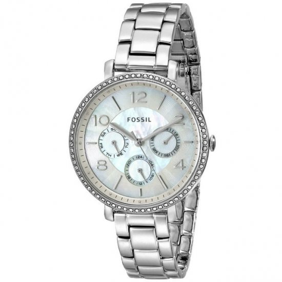 Women\'s Jacqueline Diamond Mother Of Pearl Dial Multi-Function Stainless Steel Watch ES3755