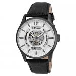 22597 Men's Objet D Art Black Automatic White Dial Analog Leather Watch