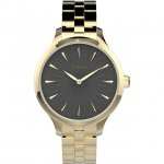 Timex TW2V06200 Women's Black Analog Watch Gold-Tone Steel Bracelet