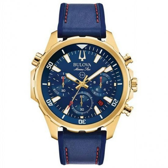 Bulova Marine Star Chronograph Blue Dial Men\'s Watch 97B168