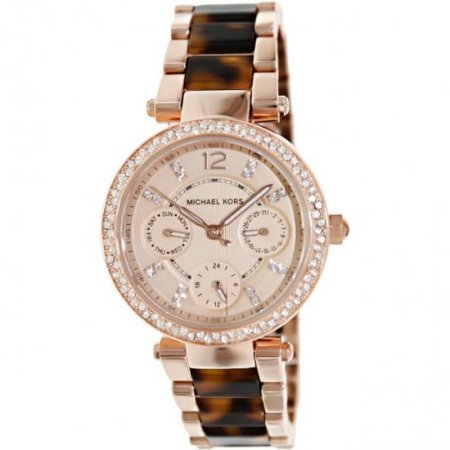 Michael Kors Women's Mini Parker Tortoise Acetate and Rose Gold-Tone Watch, MK5841