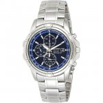 Seiko Men's Solar Blue Dial Chronograph Stainless Steel Watch SSC141