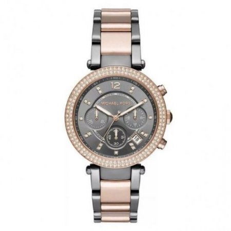 Michael Kors MK6440 Parker Gunmetal Rose Gold Glitz WOMEN