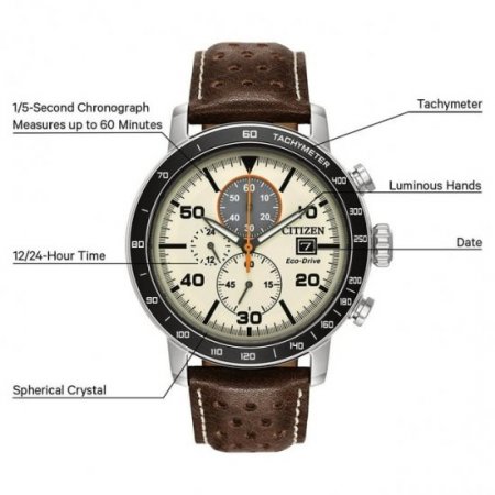 Citizen Brycen Chronograph Light Brown Dial Men's Watch CA0649-06X