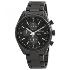 Seiko Solar Chronograph Quartz Black Dial Men's Watch SSC773