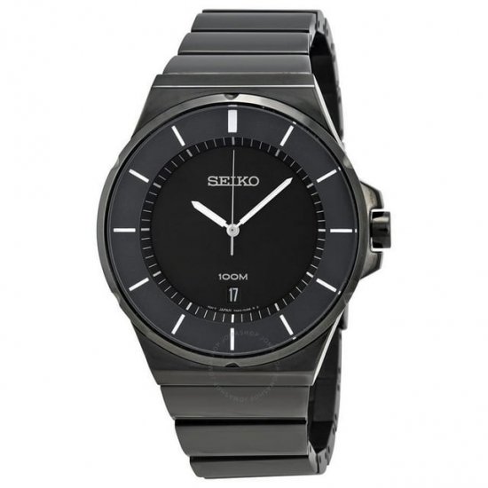 Seiko Men\'s SGEG21 Black Stainless Steel Quartz Watch