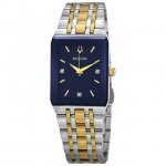 Bulova Men's Quadra Quartz Diamond Blue Dial Watch 98D154