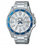 Casio Men's Super Illuminator Quartz Stainless Steel Casual Watch, Silver Toned